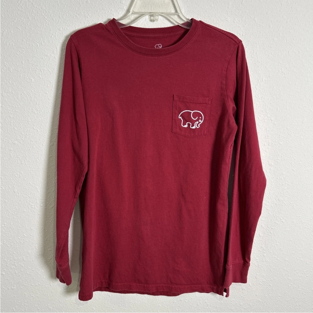 Ivory Ella Long Sleeve Pocket T-Shirt Women’s Med Maroon Soccer Elephant Graphic - Picture 2 of 10